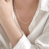 Vintage Irregular Bead Hollow Curb Chain Necklace