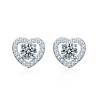 Four-Claw Heart Moissanite Stud Earrings