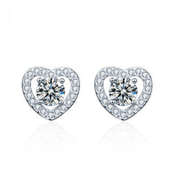 Four-Claw Heart Moissanite Stud Earrings