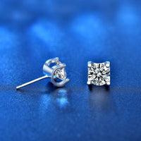 Round Moissanite Crystal Stud Earrings with U Shape Back, 925 Sterling Silver