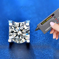 Round Moissanite Crystal Stud Earrings with U Shape Back, 925 Sterling Silver