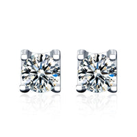 Round Moissanite Crystal Stud Earrings with U Shape Back, 925 Sterling Silver