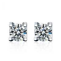Round Moissanite Crystal Stud Earrings with U Shape Back, 925 Sterling Silver