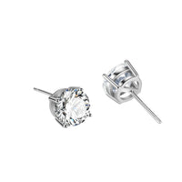 Classic Four-Claw Round Crystal Stud Earrings in 925 Sterling Silver
