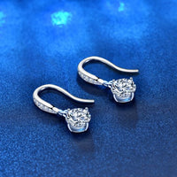 Round Moissanite Crystal Drop Earrings, 925 Sterling Silver
