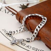 Men's Snake Head 925 Sterling Silver Curb Chain Bracelet
