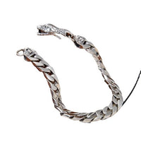 Men's Snake Head 925 Sterling Silver Curb Chain Bracelet