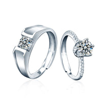 Couple Geometry Moissanite Crown Adjustable 925 Sterling Silver Ring