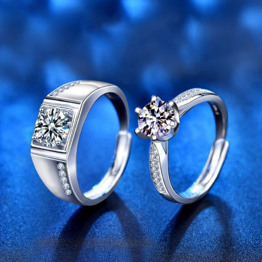 Six-Claw Square Moissanite CZ Promise Ring in 925 Sterling Silver