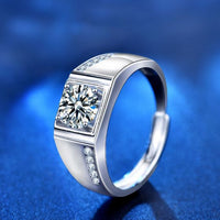 Six-Claw Square Moissanite Crystal Promise Ring in 925 Sterling Silver