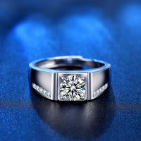 Six-Claw Square Moissanite Crystal Promise Ring in 925 Sterling Silver