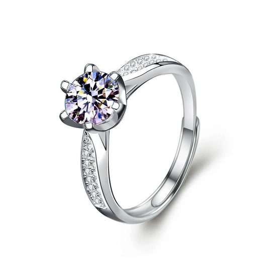 Six-Claw Square Moissanite CZ Promise Ring in 925 Sterling Silver