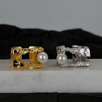 Round Shell Pearl Double-Layer Adjustable Ring