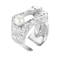 Round Shell Pearl Double-Layer Adjustable Ring