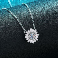 Crystal Sunflower 925 Sterling Silver Necklace
