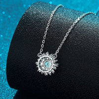 Crystal Sunflower 925 Sterling Silver Necklace