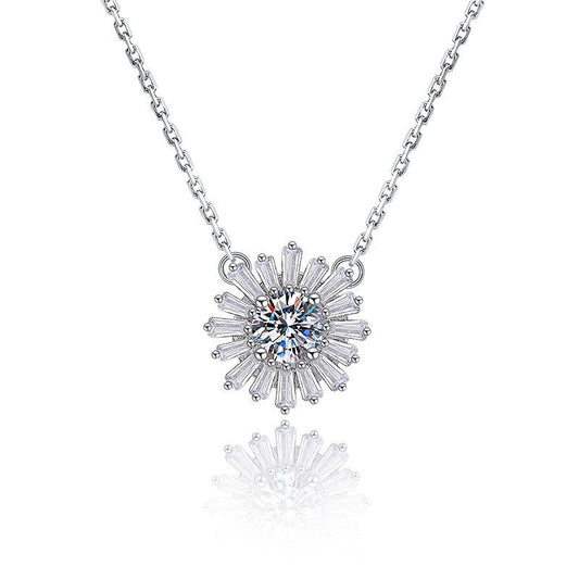 CZ Sunflower 925 Sterling Silver Necklace
