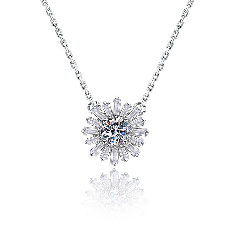Crystal Sunflower 925 Sterling Silver Necklace