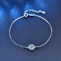 Round Moissanite Crystal Flower Bracelet in 925 Sterling Silver