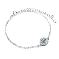 Round Moissanite Crystal Flower Bracelet in 925 Sterling Silver