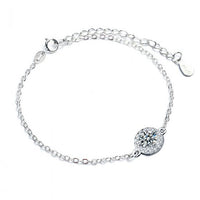 Round Moissanite Crystal Flower Bracelet in 925 Sterling Silver
