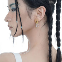 Party Color Block Irregular Hoops, 925 Sterling Silver