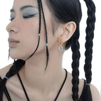 Party Color Block Irregular Hoops, 925 Sterling Silver