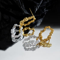 Party Color Block Irregular Hoops, 925 Sterling Silver