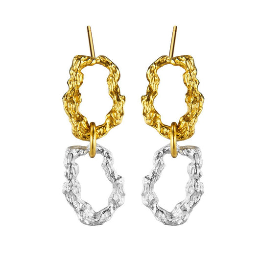 Party Color Block Irregular Hoops, 925 Sterling Silver