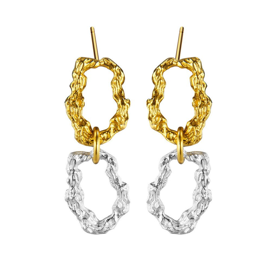 Party Color Block Irregular Hoops, 925 Sterling Silver