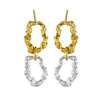 Party Color Block Irregular Hoops, 925 Sterling Silver