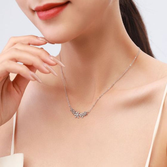 Micro-Set Daisy CZ Necklace, 925 Sterling Silver