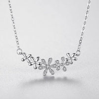 Micro-Set Daisy Crystal Necklace, 925 Sterling Silver