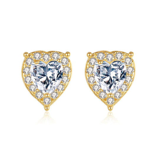 Honey Moon Waterdrop Heart Stud Earrings
