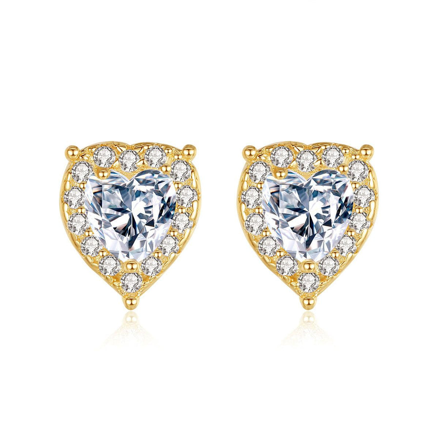 Honey Moon Waterdrop Heart Stud Earrings