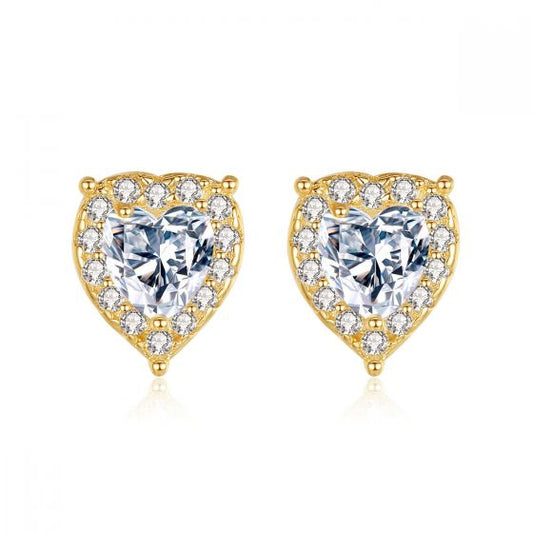 Honey Moon Waterdrop Heart Stud Earrings