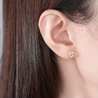 Honey Moon Waterdrop Heart Stud Earrings