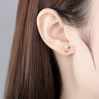 Crystal Shell Pearl Triangle Stud Earrings
