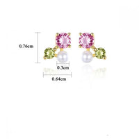 Crystal Shell Pearl Triangle Stud Earrings