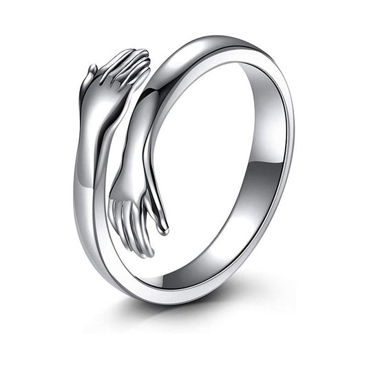 Romantic Korean Hug Adjustable 999 Pure Silver Couple Ring