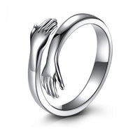 Romantic Korean Hug Adjustable 999 Pure Silver Couple Ring