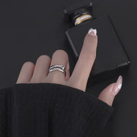 Romantic Korean Hug Adjustable 999 Pure Silver Couple Ring
