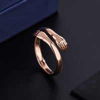 Romantic Korean Hug Adjustable 999 Pure Silver Couple Ring