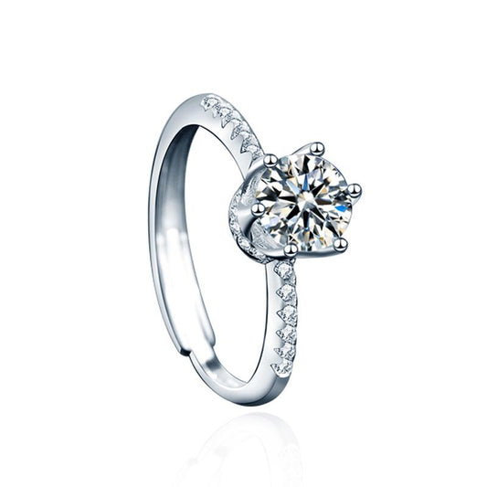 Round Moissanite Crown Adjustable Ring