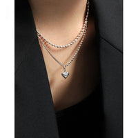 Vintage Asymmetry Heart Necklace, 925 Sterling Silver