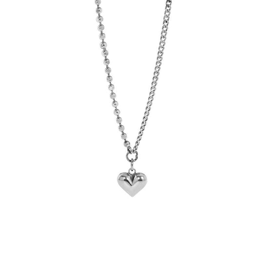 Vintage Asymmetry Heart Necklace, 925 Sterling Silver