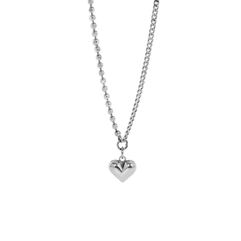 Vintage Asymmetry Heart Necklace, 925 Sterling Silver