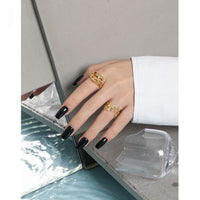 Hollow Hearts Wide Adjustable Ring, 925 Sterling Silver