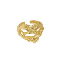 Hollow Hearts Wide Adjustable Ring, 925 Sterling Silver