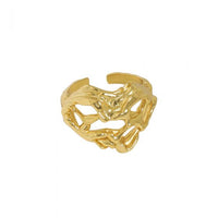 Hollow Hearts Wide Adjustable Ring, 925 Sterling Silver